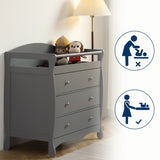 90*58*99cm Three Drawers With Seat Belt Baby Wooden Bed Nursing Table Grey 10709615