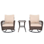 ZUN 3 Pieces Patio Furniture Set, Outdoor Swivel Gliders Rocker, Wicker Patio Bistro Set with Rattan 40555830