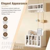 ON-TREND Shoe Storage Bench with Shelves and 4 Hooks, Elegant Hall Tree with Wall Mounted Coat Rack, WF313576AAK