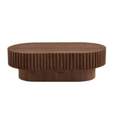 43.70 Inch Modern Handcraft Drum Coffee Oval Coffee for Living Room,Small Wooden Coffee W2582P250586