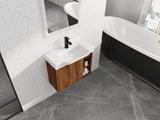 28'' Wall-Mounted Bathroom Vanity with White Ceramic Sink & Soft-Close Door, KD-Packing W999P263409