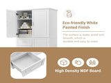 Tall and Wide Storage Cabinet with Doors for Bathroom/Office, Three Drawers, White 17634715