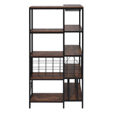 ZUN Corner Wine Rack Bar Cabinet Industrial Freestanding Floor Bar Cabinets for Liquor and Glasses WF325112AAB