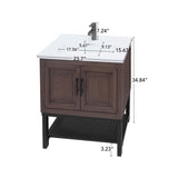 24" Bathroom Vanity White Ceramic Sink & Hot and Cold Faucet , Freestanding Bathroom Cabinet W688P224404