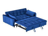 The 55-inch dreamlike blue velvet sofa is elegant and convenient with pockets, cleverly interpreting 32908326