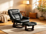 PU Leather Swivel Recliner, Reclining Chair with Footrest, Black 51978044