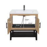 32" Bathroom Vanity White Ceramic Sink & Hot and Cold Faucet , Freestanding Bathroom Cabinet W688P224389