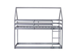 Twin over Twin Rubber Wood Floor Bunk Bed, with ladder,Guardrails,House-Shaped-Bunk Bed,Grey W504P206863