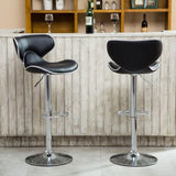 Masaccio Upholstery Airlift Adjustable Swivel Barstool with Chrome Base, Set of 2, Black T2574P164831