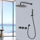 ZUN Contemporary matte black wall mounted bathroom shower set SHAE749MB