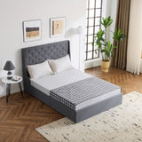 ZUN Upholstered Full Platform Storage Bed Frame with 4 Drawers, Wingback Headboard with Button Tufted 06426631