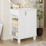 24" Bathroom Vanity with Sink, Bathroom Cabinet with Door Shelf, Side Open Storage, Solid Wood N759P293645K