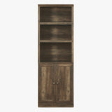 ZUN 1 Doors Bookshelf with USB Port and 3 Open Shelves Bookcase Side Cabinet Storage Shelves, Rustic WF531476AAD