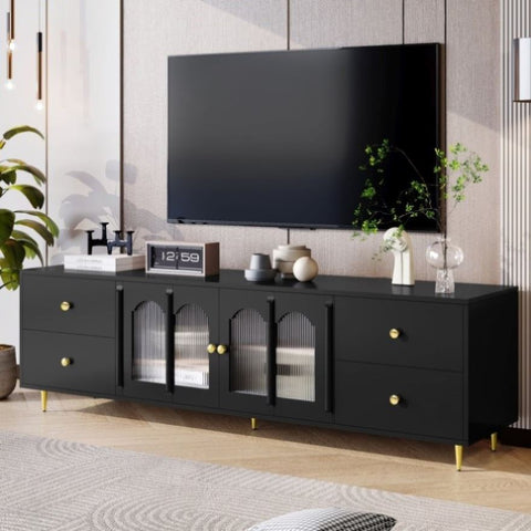 ZUN U-Can 70.9'' Modern TV Stand for TVs up to 75 Inches, Entertainment Center with Glass Door, 4 N724P224767B