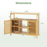 Bamboo Bathroom Cabinet with 2 Enclosed Spaces - 39"x13.5"x8" Open Shelf, 9" Inner Cabinet Shelf 12321296