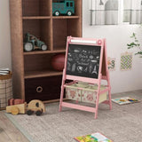 Art Easel with Paper Roll, Blackboard, Whiteboard, Storage, Pink 71861754