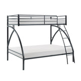 Black Metal Frame Twin/Full Bunk Bed, Youth Bed, Youth Bedroom Furniture, Easy Assembly B011P248590