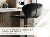 2-Pack Adjustable Height Bar Stools with 360&deg Swivel, Dutch Velvet Upholstered Bar Chai - Black 95222483