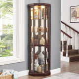 Lighted Corner Curio Cabinet - Display Case for Living Room, Antique Collectibles, Wine & Bar Glass W1758P294620