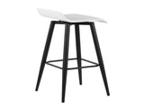 Contemporary Fixed-Height Bar Stool in Black Steel and White Faux Leather - Set of 2 B202P222131