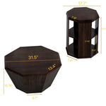 ZUN 31.5 "Octagonal Black Walnut Rubber wood Set of Two Coffee Table, Coffee Table, Living Room W757P203140