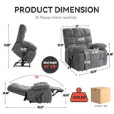 ZUN Lift Recliner Chair Heat Massage Dual Motor Infinite Position Up to 350 LBS Large Electric Power W1803P151610