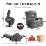 ZUN Lift Recliner Chair Heat Massage Dual Motor Infinite Position Up to 350 LBS Large Electric Power W1803P244622