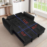 ZUN 64.9 "3-in-1 foldable large size sofa bed, modern velvet double sofa, sofa bed with adjustable back, W2564P228262