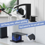 Bathroom Stainless Steel Faucets for Sink 3 Hole Matte Black 8 inch Widespread Bathroom Sink Faucet W1932P353511