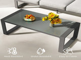 Coffee Table - Powder-Coated Aluminum and Glass Lightweight Table- Versatile Use- Rectangular - Gray B082P232965