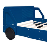 Full Size Car-Shaped Platform Bed with Wheels,Blue WF311753AAC
