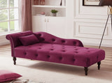 Aijia 60.6" Velvet Chaise Lounge Buttons Tufted Nailhead Trimmed Solid Wood Legs with 1 W111738366