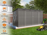 4 x 9 FT Outdoor Storage Shed, Metal Garden Shed Tool House with Sloping Roof,6 vents and 2 Swing W3213P317947