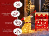 3.2FT Dog & Mailbox with 140 Warm White Wire Lights, Red Fabric Christmas Decor, US Plug 46031520