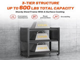 3 Tier Tool Cart on Wheels, Heavy Duty Metal Service Cart with Pegboards, 660 LBS Load Capacity Tool 50916155