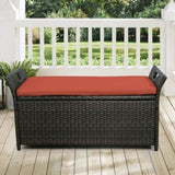 ZUN Patio Wicker Storage Bench Outdoor Rattan Deck Storage Box with Cushion W2181P193287