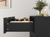 Black 9 Drawer Dresser, 63" Large Deep Chest of, Wooden Dresser Storage Cabinet with 9 W409P307541