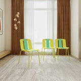 Summer - 4-Pack Modern Striped Color Block Chairs Indoor/Outdoor PP Plastic Seat & Sturdy Metal W3450P322861
