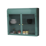 Army Green 2-Door Wall-Mounted Metal Storage Cabinet with Tempered Glass Doors & Shelves for W3122P272930