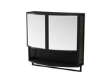 23.62"Modern Arched Glass Double-Door Wardrobe with Shatterproof Non-Glass Mirror-Double-Layer W757P314594