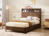 Full Extra Long Size bed frame with storage headboard, built-in charging station, wavy 82735550
