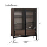 51.2'' Tall Lighted Display Cabinet with Tempered Glass Door, Metal Legs, LED Curio Cabinet, Modern N845P261794D