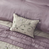 Embroidered 7 Piece Comforter Set Purple Queen B03596941