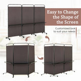 3-Panel Folding Divider with Lockable Wheels and 3 Metal Shelves Brown 47056717