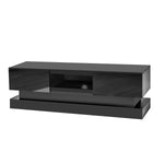 ZUN 51.18inch Black morden TV Stand with LED Lights,high glossy front TV Cabinet,can be assembled in 85296234