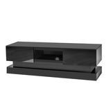 ZUN 51.18inch Black morden TV Stand with LED Lights,high glossy front TV Cabinet,can be assembled in 85296234