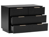 Black P2 Particle Board and Density Board Wavy Pattern Drawer Front Three-Level Four-Drawer Bedside 08161616