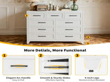 9-Drawer Tall Dresser, White Metal Storage Cabinet with Smooth Gliding Drawers, Space-Saving Chest T2398P498868