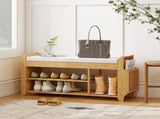 Shoe Bench with Cushioned Seat Shoe Storage Bench with Side Umbrella Holder for Entryway 02209221