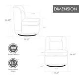 25.2 "Wide Modern Chenille Cushioned Armless Metal Base 360&deg Swivel Chair with Pillow, Suitable for W3118P253949